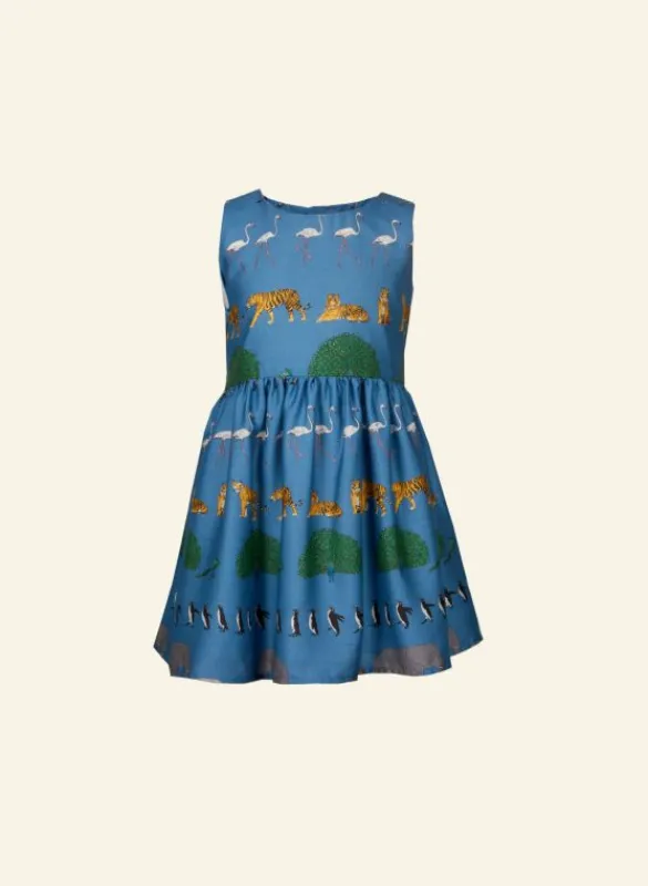 Online Martha Children's Dress - Blue Walking Zoo Kids Children's Dresses