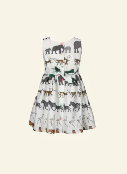 Store Martha Children's Dress - Ivory Walking Zoo Kids Children's Dresses