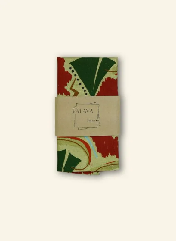 Online Napkin Set - Burgundy Sailing Boats Dining