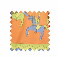 Cheap Orange Carousel Print Fabric - Cotton Fabric By The Metre | Vintage Children's Fabric