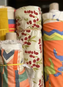 Cheap Orange Carousel Print Fabric - Cotton Fabric By The Metre | Vintage Children's Fabric