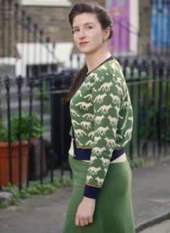 Best Otti 2-Piece - Green Embroidered Fox Knitted Top and Skirt Women Knitwear