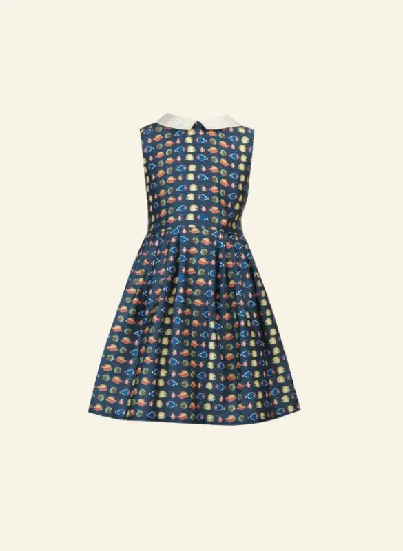 Hot Penny Girl's Dress - Navy Tropical Fish Kids Children's Dresses