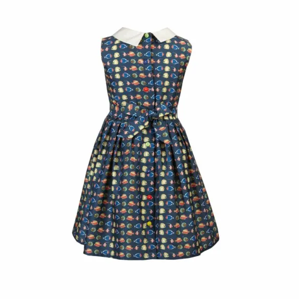 Hot Penny Girl's Dress - Navy Tropical Fish Kids Children's Dresses