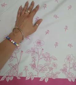 New Pink and White Roses Fabric - Cotton Twill Fabric By The Metre | Vintage Children's Fabric