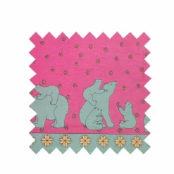 Best Pink/Green Polar Bear Fabric - Oilcloth Fabric By The Metre | Vintage Children's Fabric