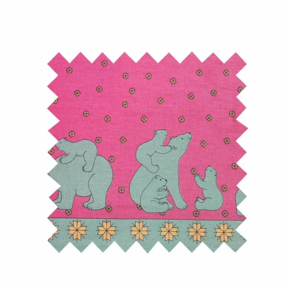 Best Pink/Green Polar Bear Fabric - Oilcloth Fabric By The Metre | Vintage Children's Fabric