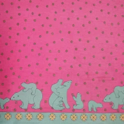 Best Pink/Green Polar Bear Fabric - Oilcloth Fabric By The Metre | Vintage Children's Fabric