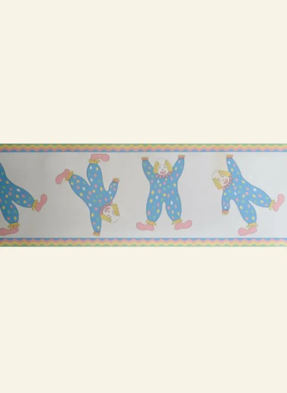 Hot Poppy - Clown (Pastel) - Wallpaper Border - 10m Kids Children's Homeware