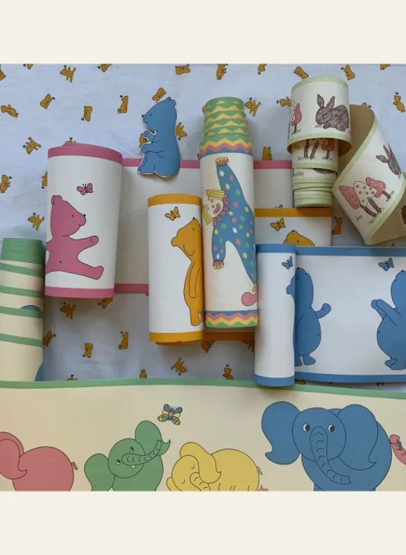 Fashion Poppy - Wallpaper Border - 10m - Yellow Bear Kids Children's Homeware