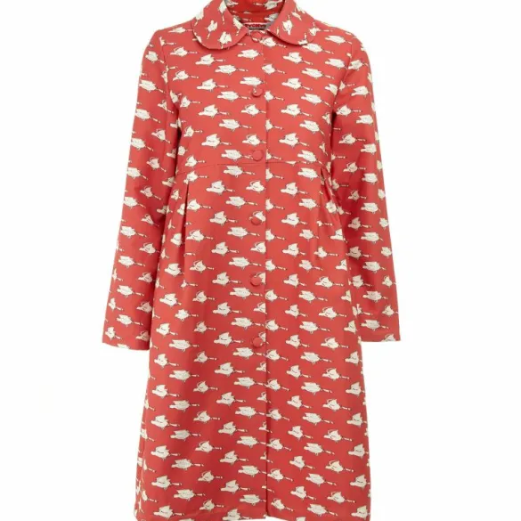 Sale Red Ducks Fabric - Organic Cotton Twill Fabric By The Metre