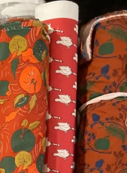 Sale Red Ducks Fabric - Organic Cotton Twill Fabric By The Metre