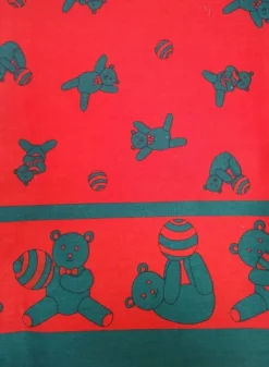 New Red /Green teddy Fabric - Cotton Twill Fabric By The Metre | Vintage Children's Fabric