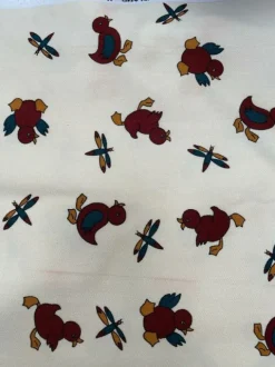 Store Remnant - 100cm - Cream Puddle Ducks Fabric - Cotton Twill Fabric Remnants