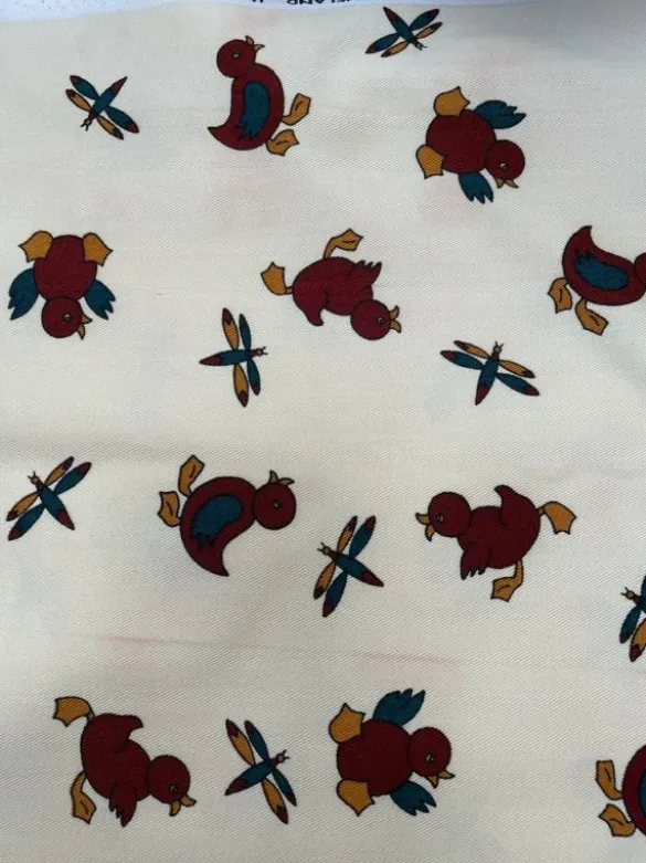 Cheap Remnant - 140cm - Cream Puddle Ducks Fabric - Cotton Twill Fabric Remnants