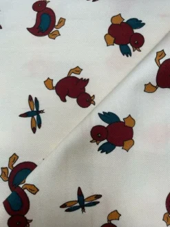 Cheap Remnant - 140cm - Cream Puddle Ducks Fabric - Cotton Twill Fabric Remnants