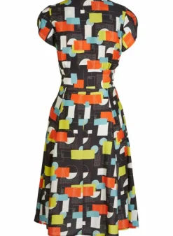 New Rita - Black Abstract Circus Dress Women Dresses