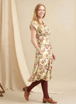New Rita - Cream Damson Dress Women Dresses