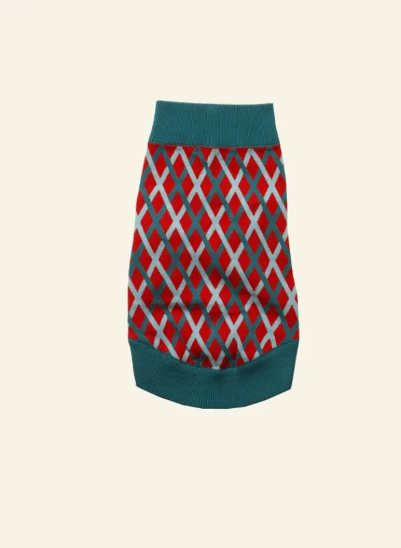 New Rodney Dog Jumper - Teal Lattice Women Knitted Accessories | Dog Jumpers
