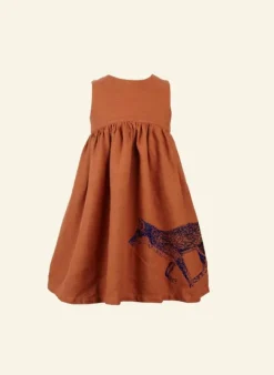 New Rosie Children's Dress - Rust Fox | Linen Kids Children's Dresses