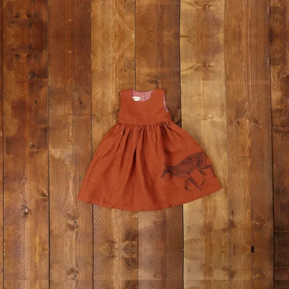 New Rosie Children's Dress - Rust Fox | Linen Kids Children's Dresses