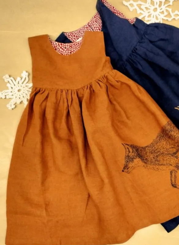 New Rosie Children's Dress - Rust Fox | Linen Kids Children's Dresses