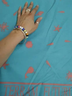 Sale Save The Earth Dusky Pink/Teal Fabric - Cotton Fabric By The Metre | Vintage Children's Fabric