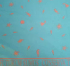 Sale Save The Earth Dusky Pink/Teal Fabric - Cotton Fabric By The Metre | Vintage Children's Fabric