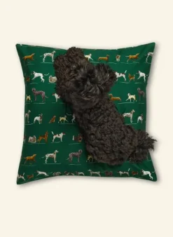 Clearance Simple Cushion Cover - Green Porcelain Dogs Cushion Covers
