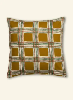 Clearance Simple Cushion Cover - Mustard Checks Cushion Covers