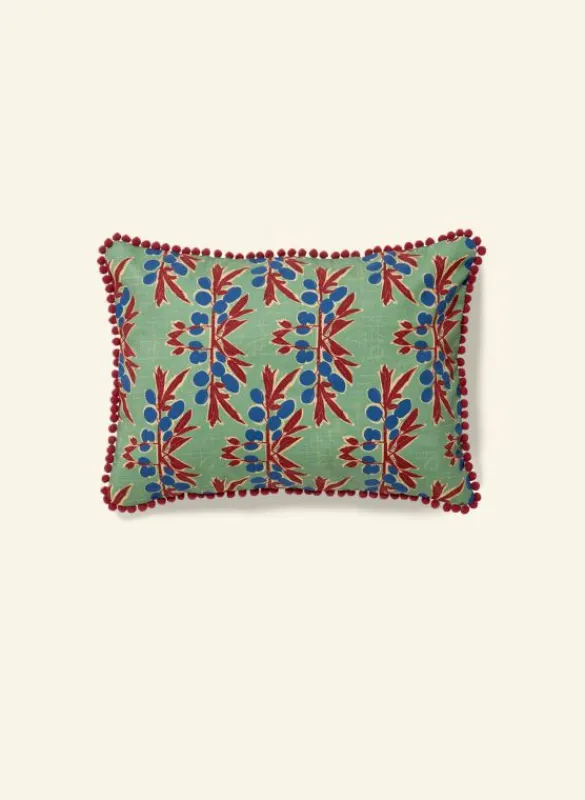 Fashion Small Cushion Cover - Green Nouveau Plum Cushion Covers