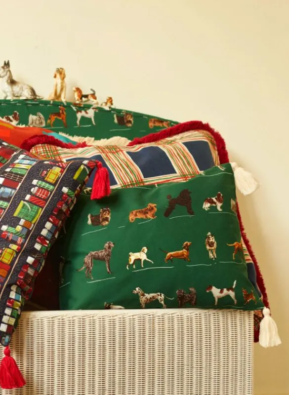 Cheap Small Cushion Cover - Green Porcelain Dogs Cushion Covers