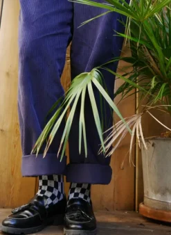 Cheap Thelma Trousers - Navy Corduroy Women Trousers