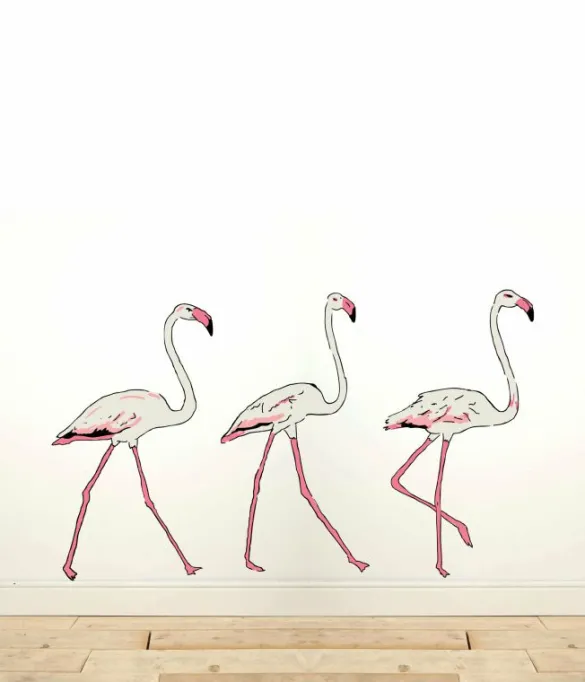 Online Three Flamingos Wall Sticker Kids Children's Homeware