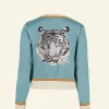 Store Vera Cardigan - Mineral Blue Arctic Embroidered Tiger Women Knitwear