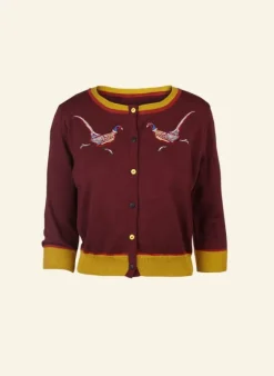 Shop Vera Embroidered Cardigan - Plum Pheasant Women Knitwear
