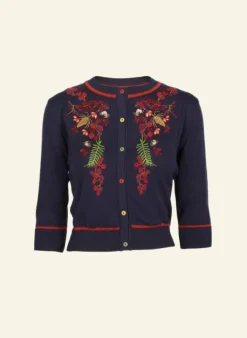 Flash Sale Vera Embroidered Cardigan - Navy Berries Women Knitwear