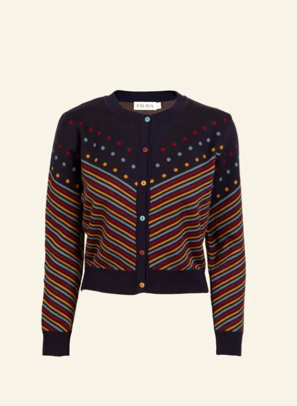 Best Sale Vera Jacquard Cardigan - Navy Slide Women Knitwear