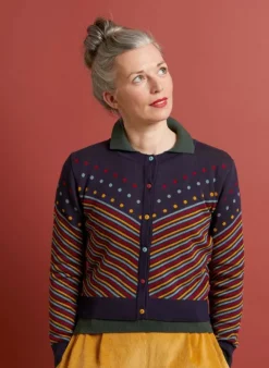 Best Sale Vera Jacquard Cardigan - Navy Slide Women Knitwear