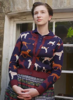 Shop Vera Jacquard Cardigan - Navy Woof Women Knitwear