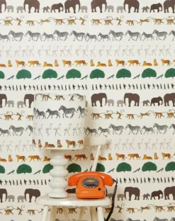 Cheap Wallpaper - Ivory Walking Zoo Kids Children's Homeware