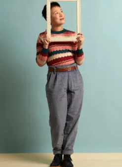 Sale Wilma - Chalk Blue Corduroy Trousers Women Trousers