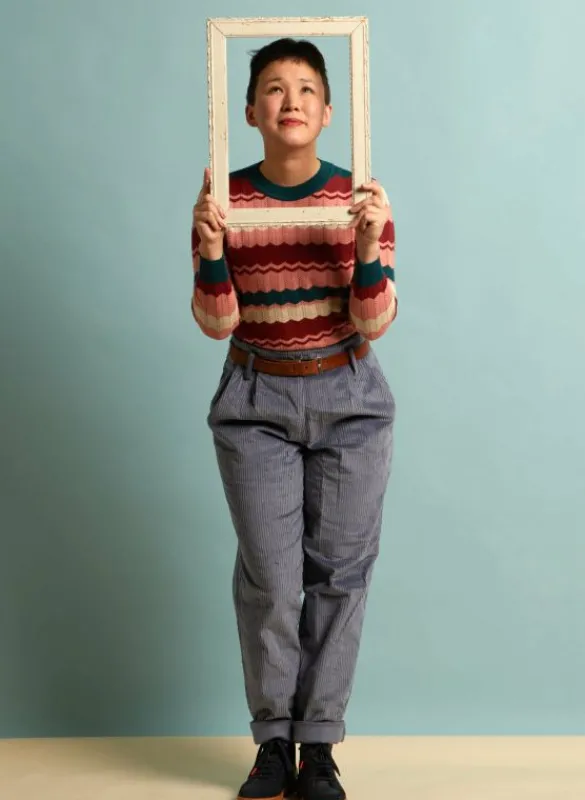 Sale Wilma - Chalk Blue Corduroy Trousers Women Trousers