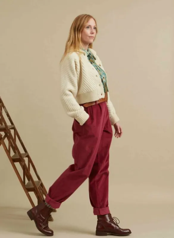 Fashion Wilma - Cherry Corduroy Trousers Women Trousers