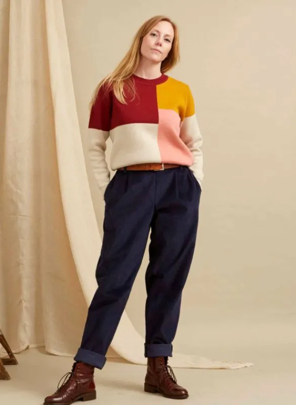 New Wilma - Navy Corduroy Trousers Women Trousers
